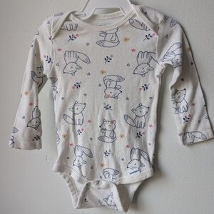 Gerber White Fox Floral Print Bodysuit - 3-6 Mths
